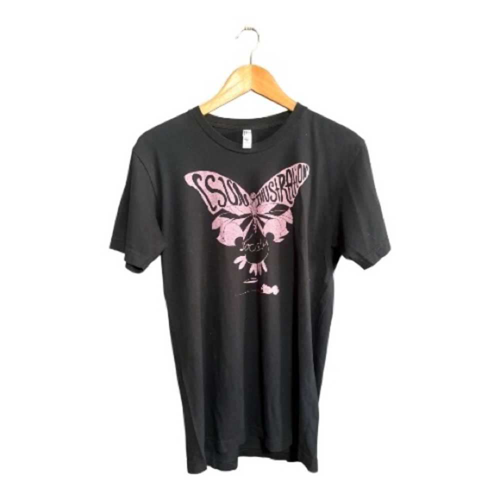 AMERICAN APPAREL Black T-Shirt with CSUN Illustration Pink Graphic